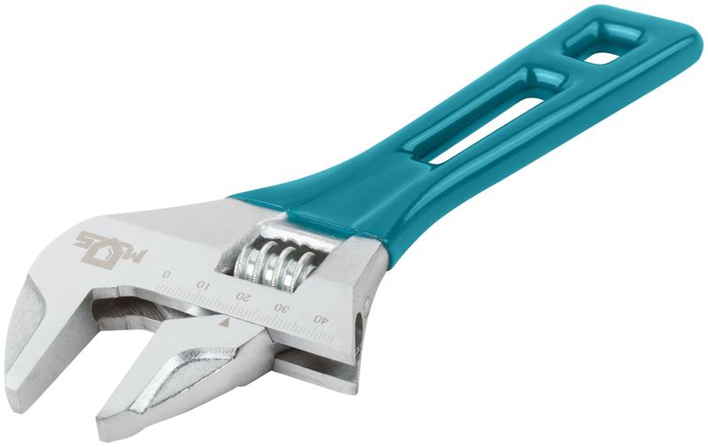 Ключ разводной с тонкими губками пластиковая накладка на ручку 200мм (45мм) MOS 70263М