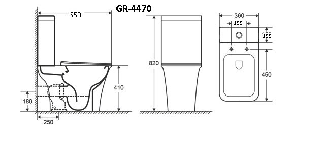 Унитаз gr-4470s galaxy (650*360*820) напольный безободковый