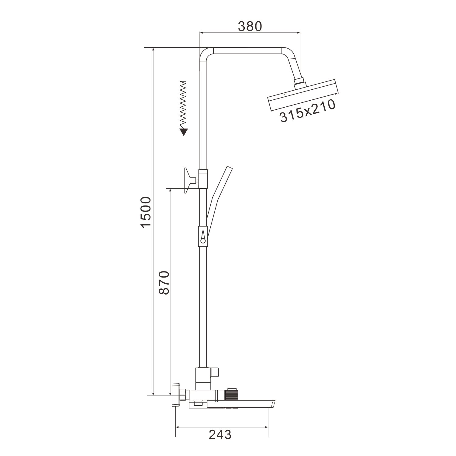 Душевая система с термостатом Rose R1896H, черный