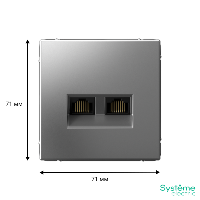 Розетка компьютерная 2-м ArtGallery RJ45 + RJ45 кат.5E механизм сталь SE GAL000985