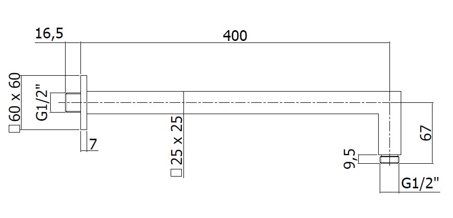 Настенное крепление верх. душа mm.400 QUADRO латунь, хром