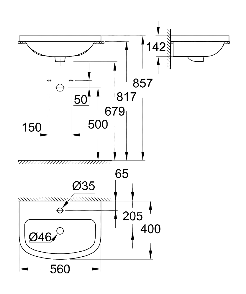 Раковина Grohe Bau Ceramic 39422000 подвесная