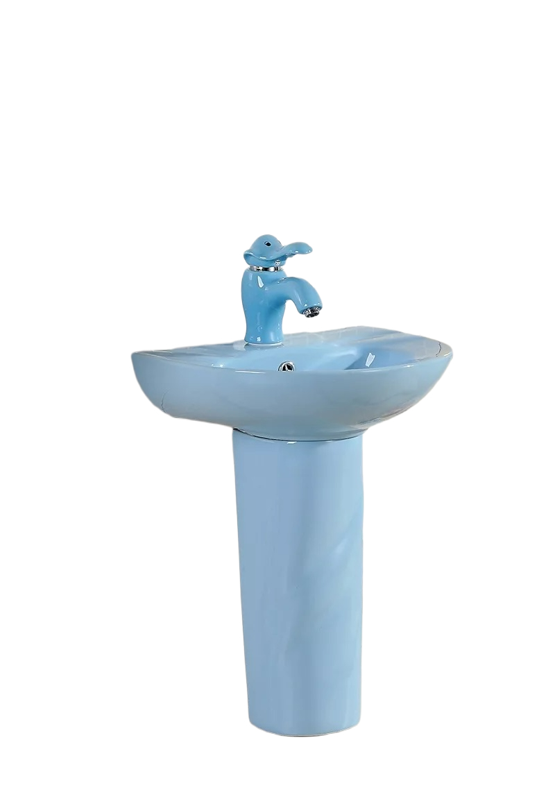 Раковина Gid Nb192-BU 69910 накладная с пъедесталом голубая 43x36x51