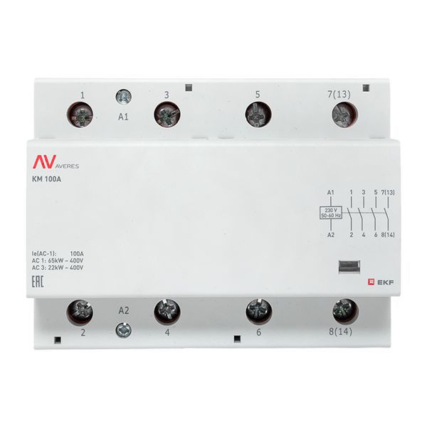 Контактор модульный КМ 100А 4NO 230В AC (6 мод.) AVERES EKF km-av-6-100-40-230V