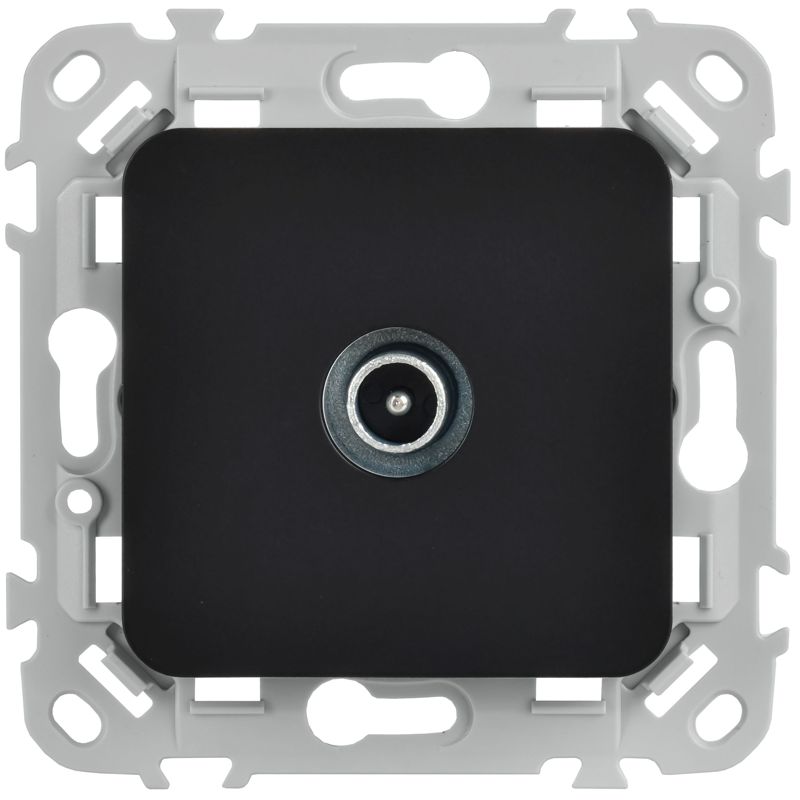 Розетка телевизионная проходная СП FLITE РТВм-1-1-2-ФлЧ тип M экранир. механизм черн. IEK FI-A13-P-K02