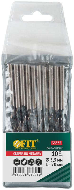 Сверло по металлу HSS черненые 3.5х70мм (уп.10шт) FIT 33535