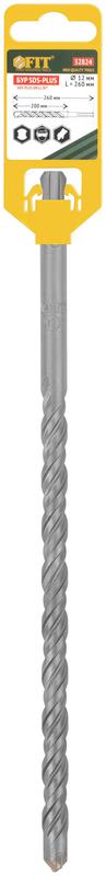 Бур по бетону SDS PLUS профи W-образная вставка двойная спираль 12х260мм FIT 32824