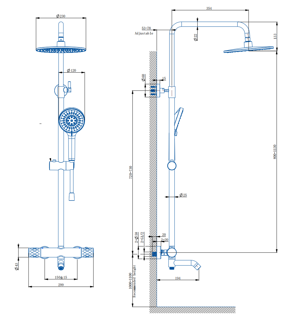 Душевая стойка ARROW AG3317SHMB с термостатом, черный матовый