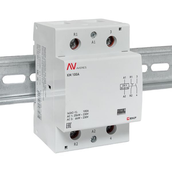 Контактор модульный КМ 100А 1NC+1NO 230В AC (3 мод.) AVERES EKF km-av-3-100-11-230V
