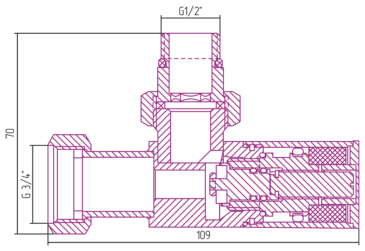 Вентиль угловой (цилиндр) G 1/2" НР х G 3/4" НГ (Без покрытия) 00-1400-1234