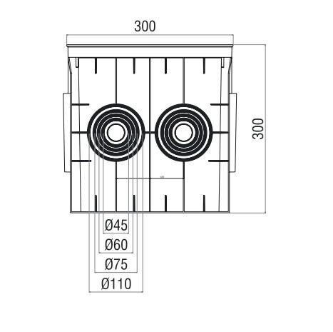 Коробка распределительная 300х300х300мм 6 выводов без крышки пластик сер. Cetinkaya Pano CP303033