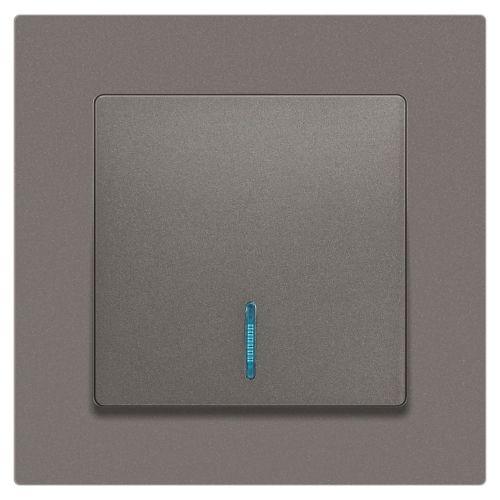 Выключатель 1-кл. СП Accent 6-102-09 10А IP20 250В с подсветкой AL/CU титан Intro Б0063460