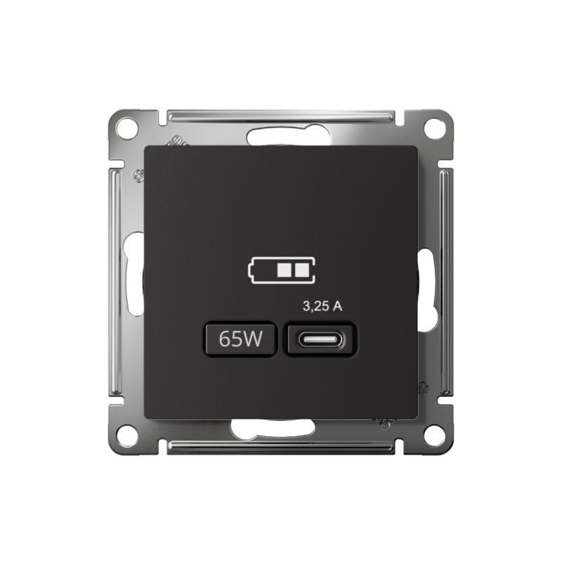 Розетка USB AtlasDesign тип C 65Вт QC PD высокоскор. ЗУ механизм карбон SE ATN001027