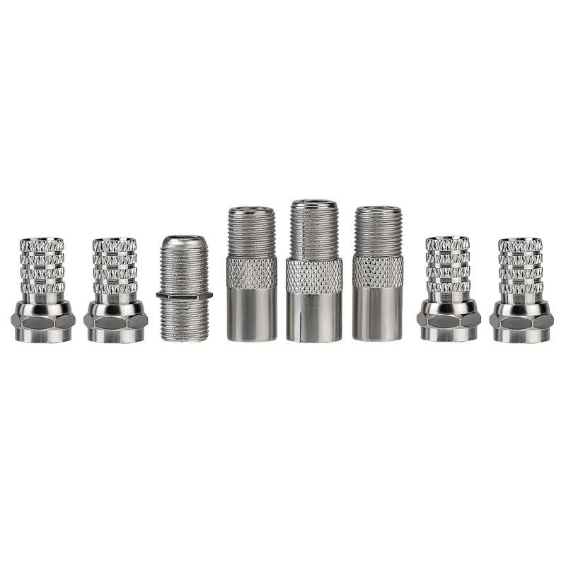 Набор антенный №10 (кабель RG-6U 5м; штекер F 4шт; бочка 1шт; переходник гнездо F - штекер TV 2шт; переходник гнездо F - гнездо TV 1шт) Rexant 06-3089