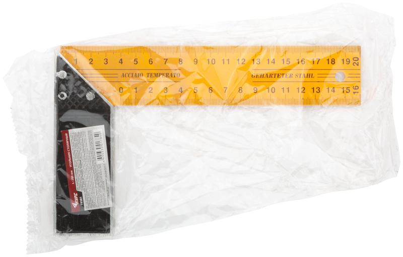 Угольник столярный 200мм желт. КУРС 19381