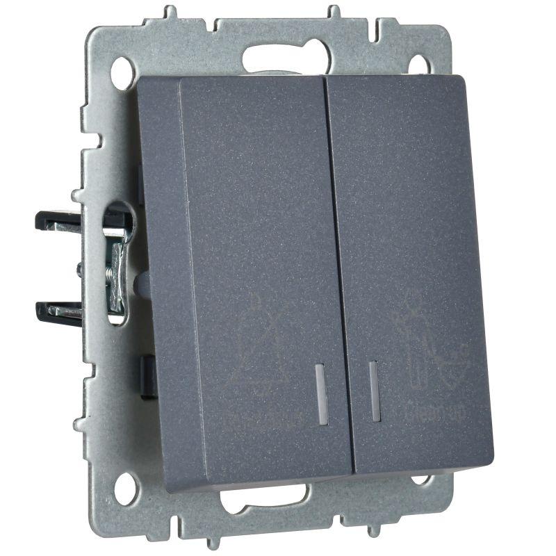 Выключатель 2-кл. BRITE 10А ВС10-2-9-БрМ для отелей с индик. механизм маренго IEK BR-V20-2-10-K35