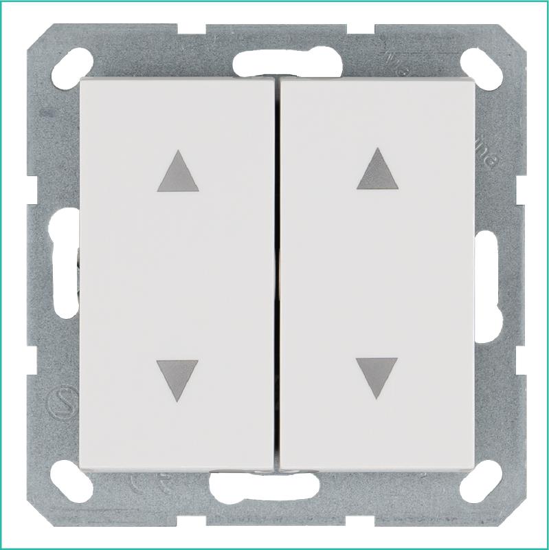 Выключатель для жалюзи 2-кл. 10А IP20 механизм бел. глянцевый Jasmart G3028W