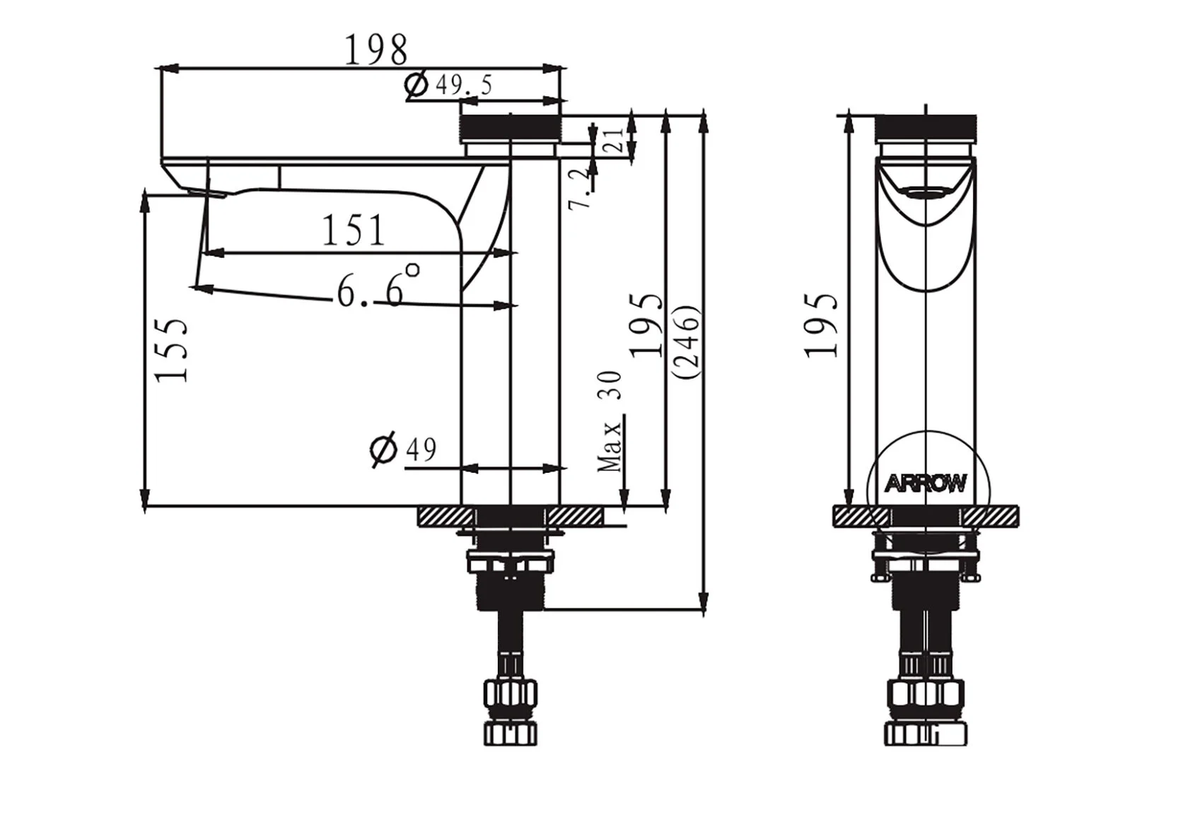 Смеситель для раковины ARROW AMP11872CP , хром