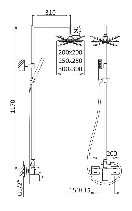 Душевая колонна со смесителем CEZARES PORTA-CD-BIO