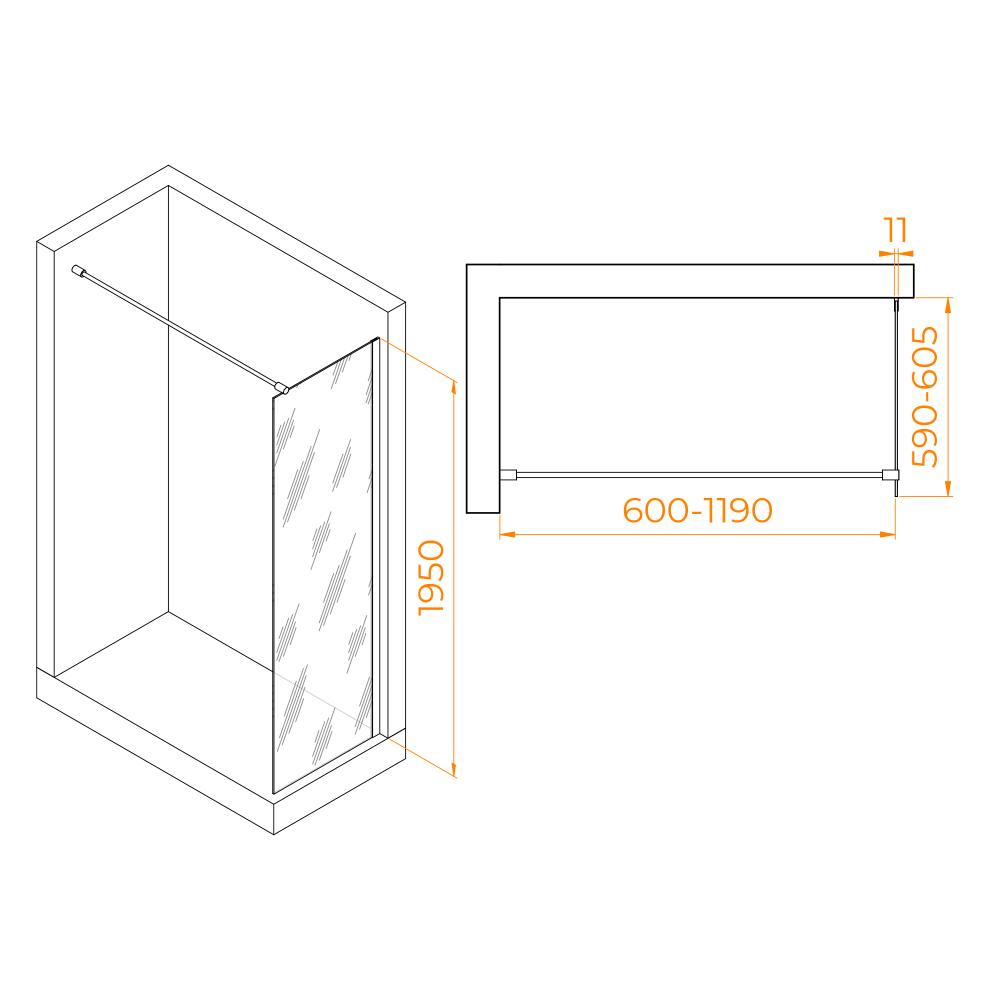 Душевая перегородка RGW WA-002, 35100206-11