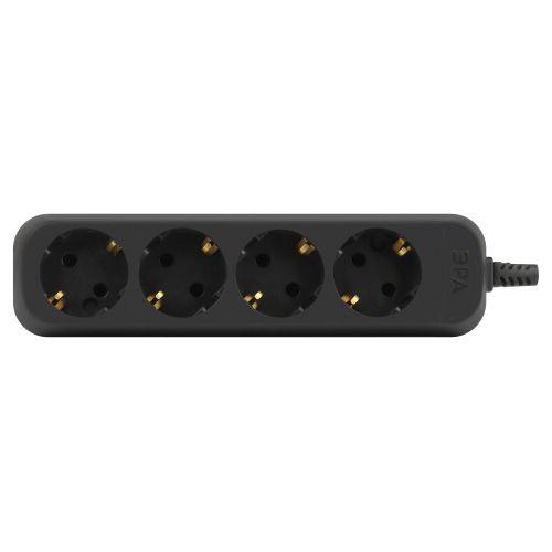 Колодка удлинителя 4-м с заземл. черн. KX-4e-B Эра Б0061730