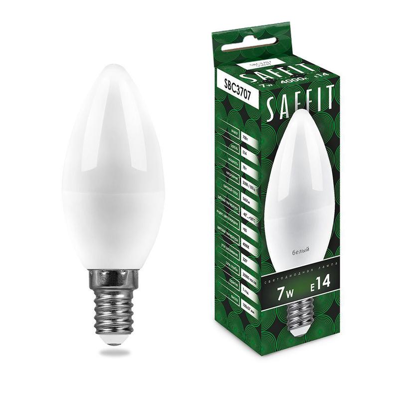 Лампа светодиодная 7Вт 230В E14 6400К C37 SBC3707 SAFFIT 55169