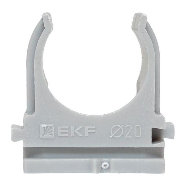 Держатель для труб (клипса) для ручного монтажа d20мм сер. Plast (уп.100шт) EKF derj-z-20sn