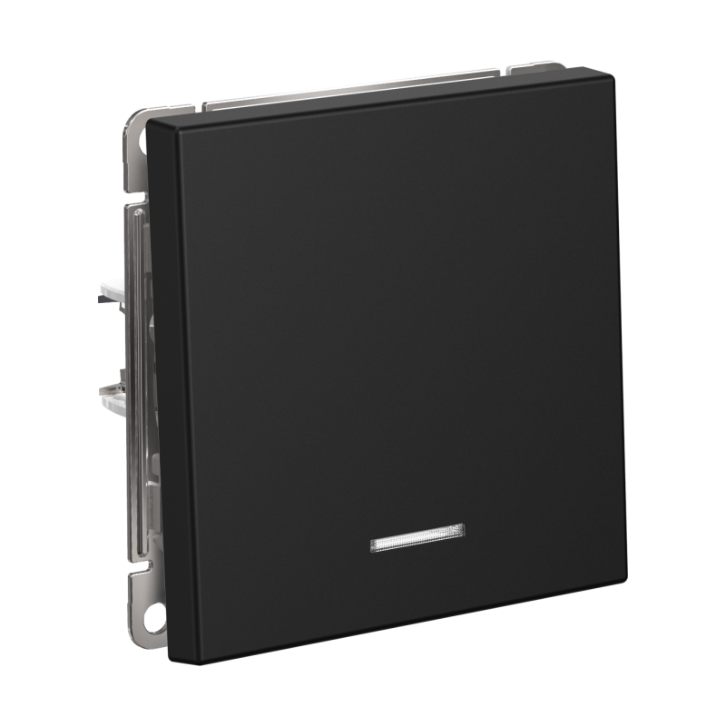 Выключатель кнопочный 1-кл. ArtGallery 10А с подсветкой механизм карбон SE GAL001016