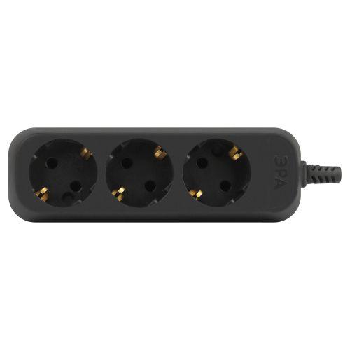 Колодка удлинителя 3-м с заземл. черн. KX-3e-B Эра Б0061718