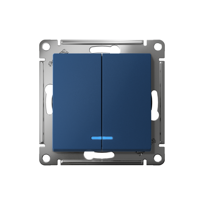 Выключатель 2-кл. AtlasDesign (сх. 5а) 10AX с подсветкой быстрозажим. клем. механизм аквамарин SE ATN001153S