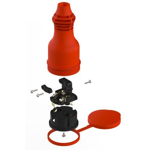 Розетка RX11-R-IP44 прямая с заземл. каучук красн. ЭРА Б0069326