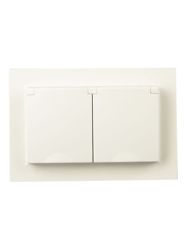 Розетка 2-м СП BRITE РСбш12-3-44-БрКр 16А в сборе IP44 с крышкой беж. IEK BR-R26-16-44-K10-F