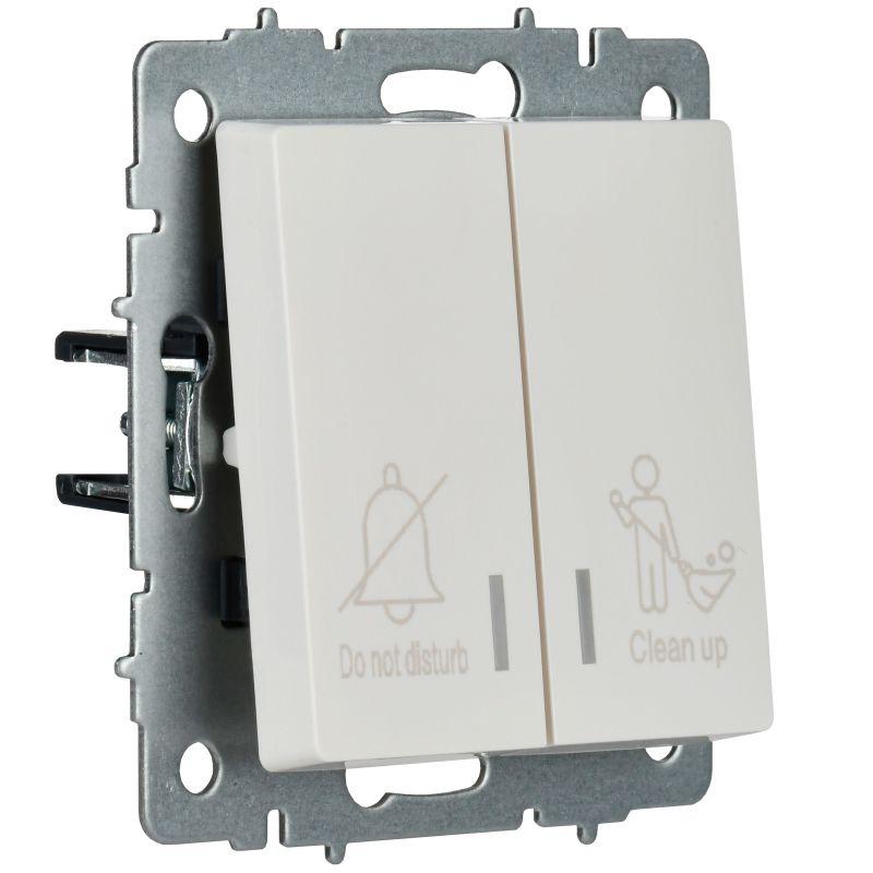 Выключатель 2-кл. BRITE 10А ВС10-2-9-БрБ для отелей с индик. механизм бел. IEK BR-V20-2-10-K01