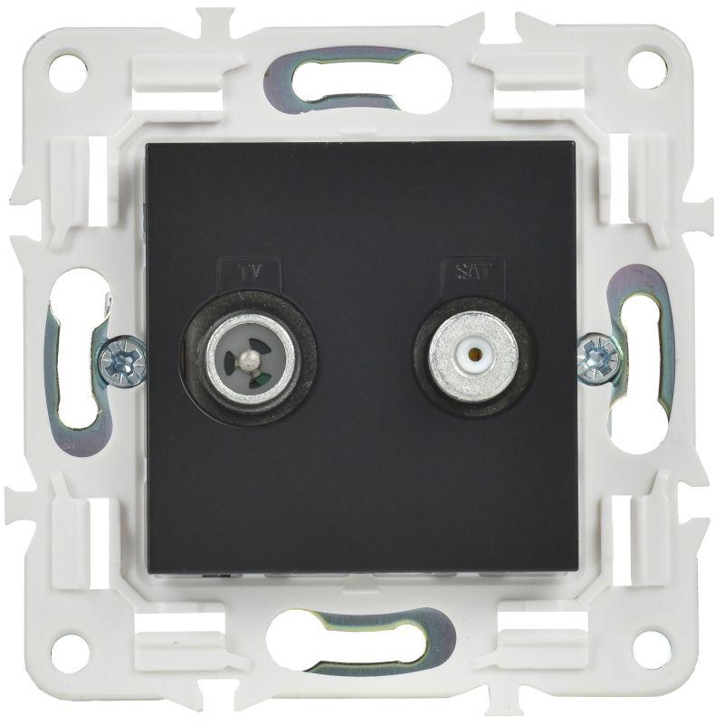 Розетка двойная TV+SAT SKANDY SK-A13Bl черн. IEK SK-AF20-O-K02