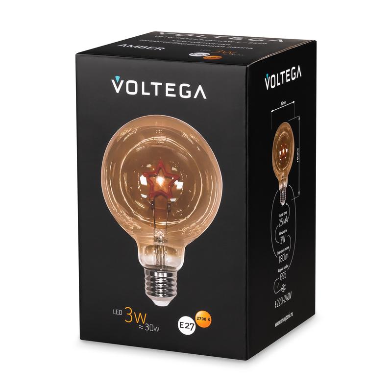 Лампа светодиодная филаментная Loft 271 G125 3Вт 2700К E27 Voltega 8520