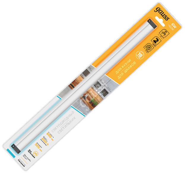 Светильник линейный светодиодный ДБО 6 Вт 600 лм 4000К AC 220В IP20 500х29х10мм модель C упрадвение датчиком движения Modul Gauss