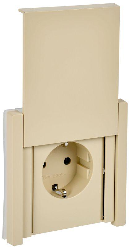 Розетка СП FORTE&PIANO16А IP44 FP419 с заземл. защ. шторки с крышкой безвинт. крепл. ваниль IEK FP-R16-16-1-44-K10