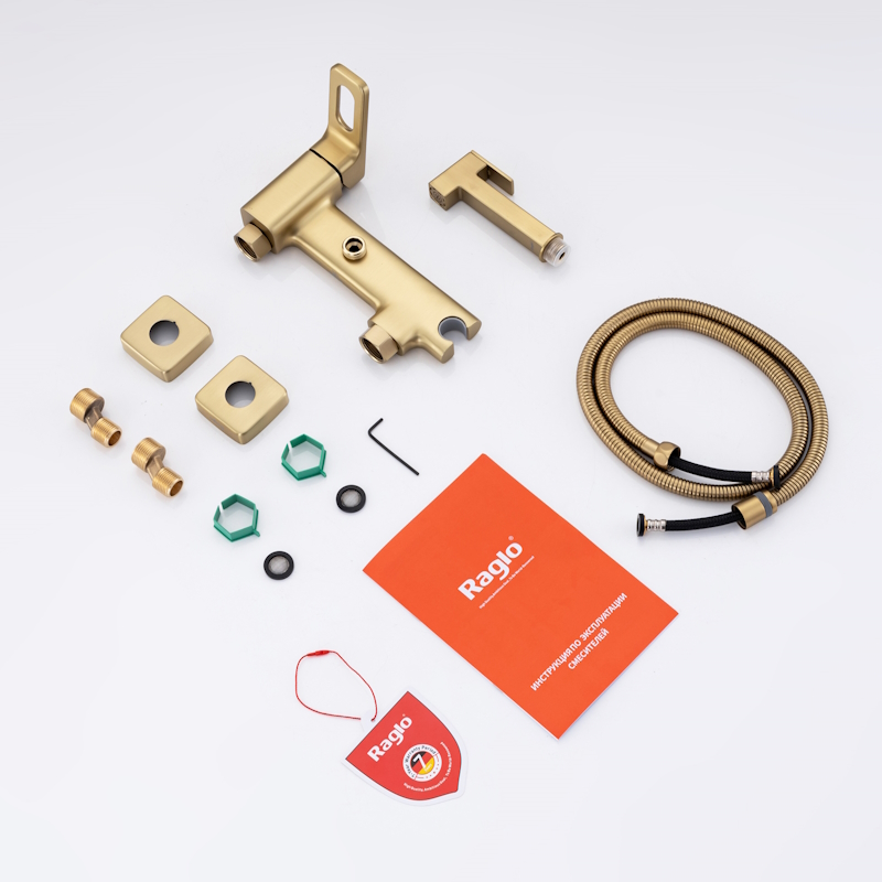 Гигиенический душ со смесителем Raglo R51.51.03, сатин золотой