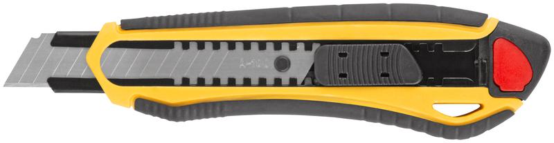 Нож технический 18мм усиленный прорезиненный 2-х сторонняя автофиксация шоу-бокс FIT 10249