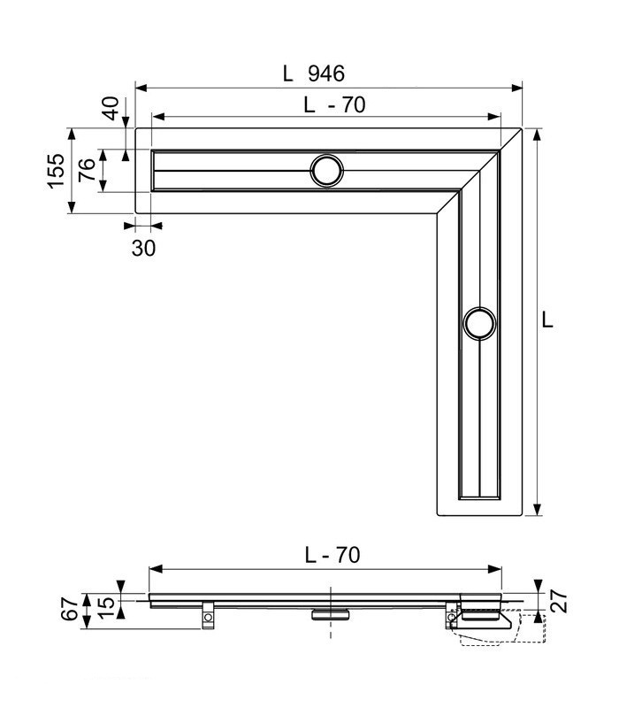 Душевой лоток TECE drain line Seal System 610900 90х90 см угловой