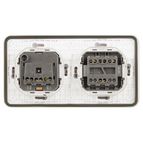 Блок СП Эксперт 11-7522-01 (розетка + выключатель) 16A IP55 250В 10AX двойн. бел. Эра Б0063274