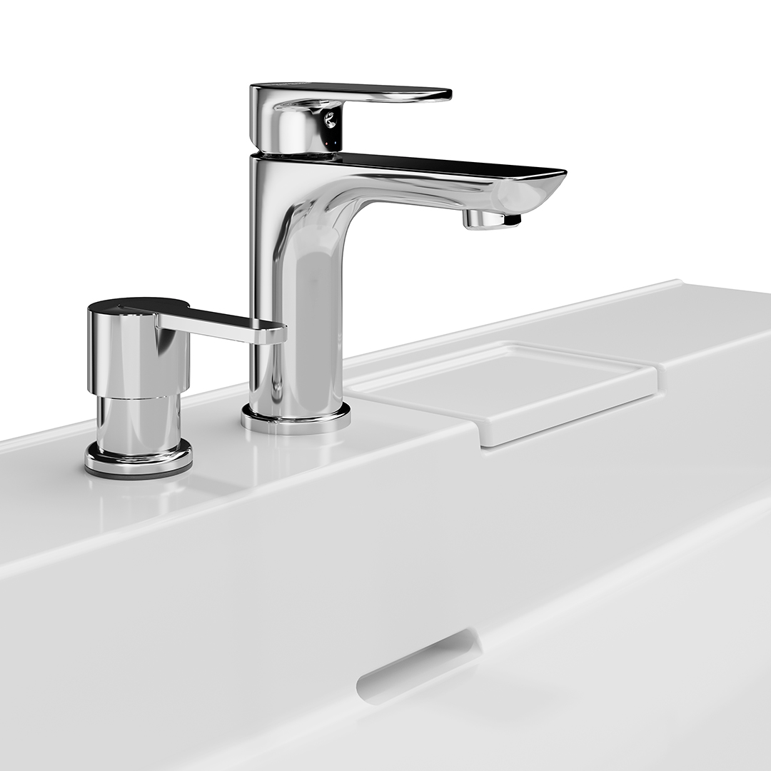 Раковина LOGICA мебельная\подвесная с двумя отверстиями 90, белая глянцевая