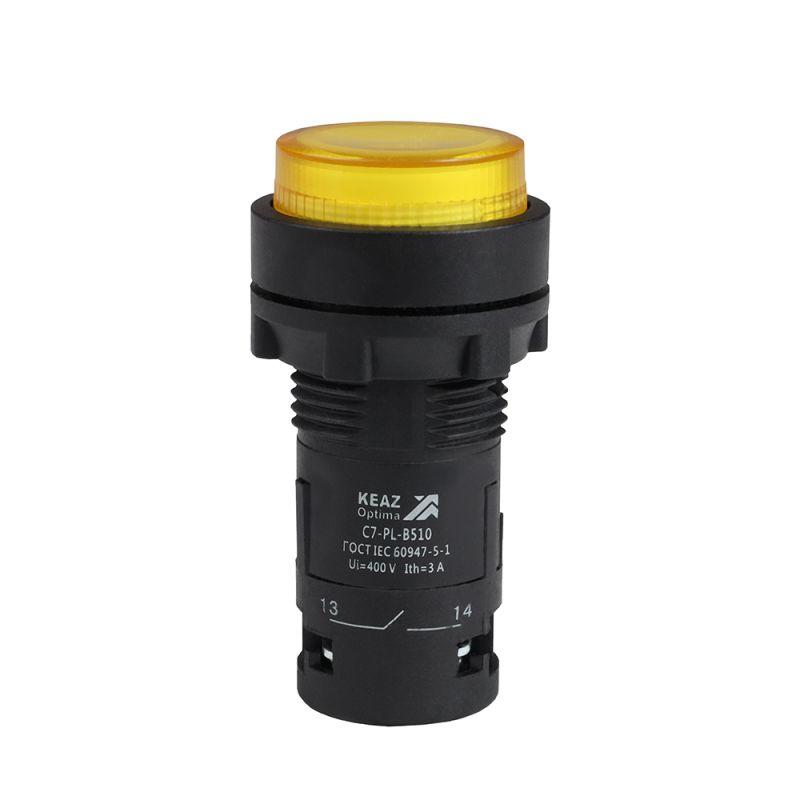 Кнопка с подсветкой OptiSignal Compact D22 С7-PL-B510 желт. 1НО 24В AC/DC XB7NW35B1 КЭАЗ 362092