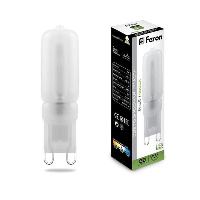 Лампа светодиодная 7Вт 230В G9 4000К JCD9 LB-431 FERON 25756