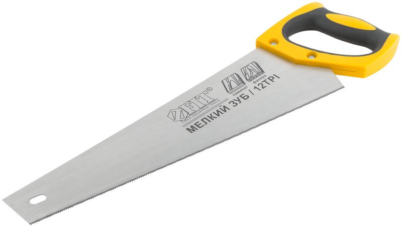 Ножовка по ламинату мелкий каленый зуб 12 ТPI (шаг 2мм) заточка пласт.прорезиненная ручка 400мм FIT 40479