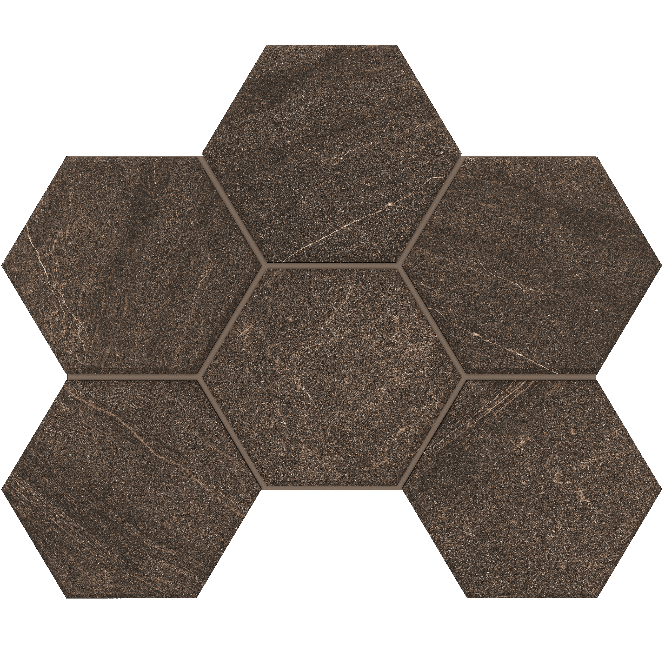 Мозаика под камень Estima Gabbro коричневый (Mosaic/GB04_NR/25x28.5/Hexagon)