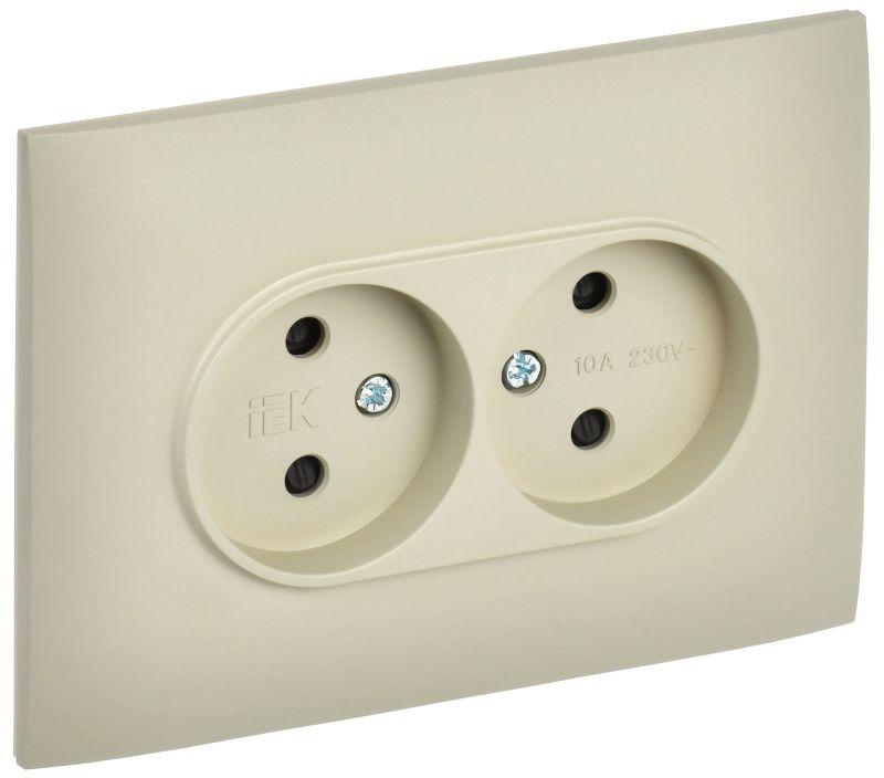Розетка 2-м SKANDY 10А без заземл. защ. шторки в сборе SK-R09B беж. IEK SK-R23-10-K10-F
