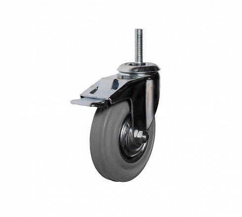 Колесо аппаратное поворотное п/п обод подшипник скольжения резьба М10 d75 с тормозом Tech-Krep/Zitar 148503