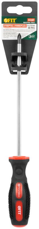 Отвертка "Универсал" CrV сталь прорезиненная ручка профи 5х150мм РН1 FIT 55107