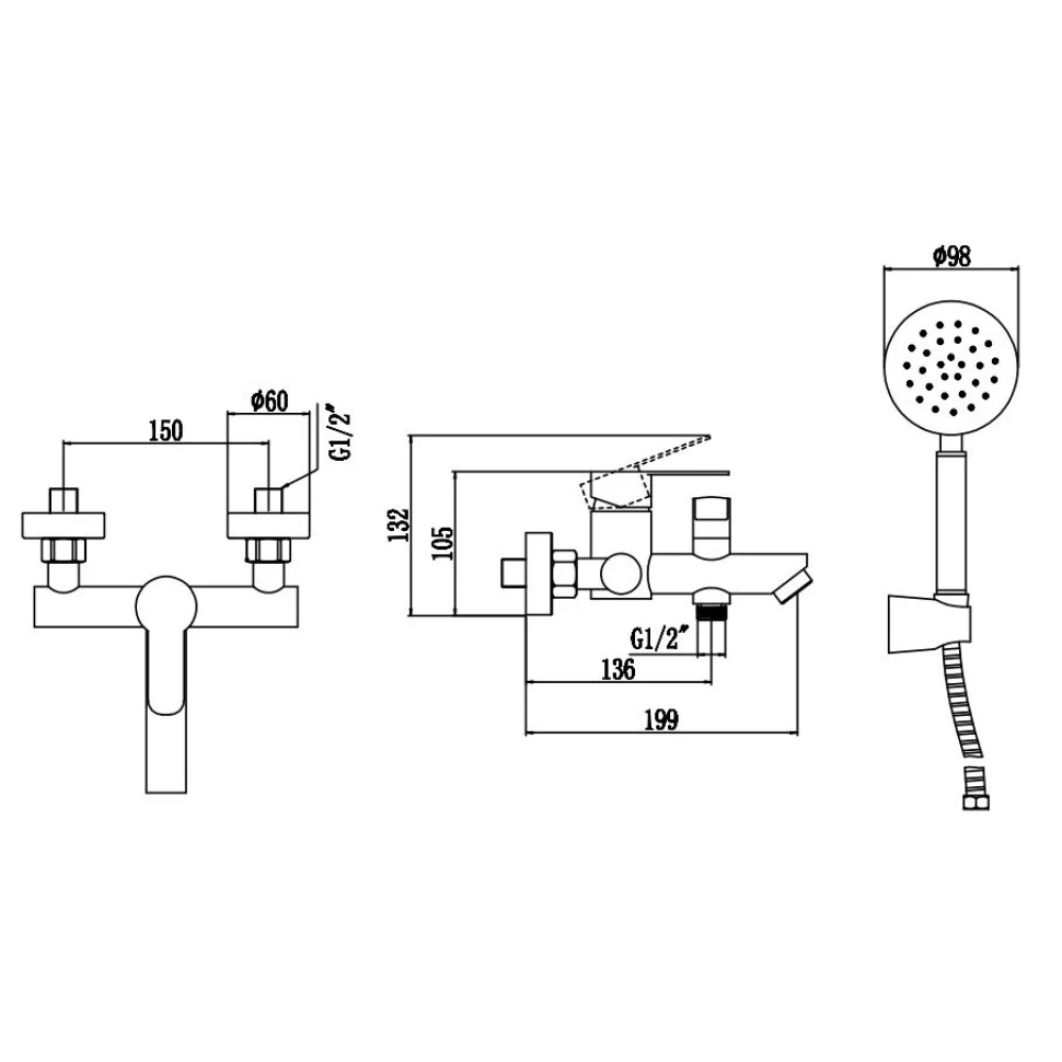 Смеситель для ванны Fmark FS8204, сатин